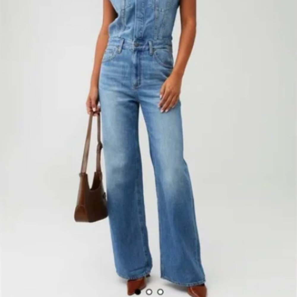 pistola Light Blue Denim Wide-Leg Jumpsuit - Picture 2 of 6